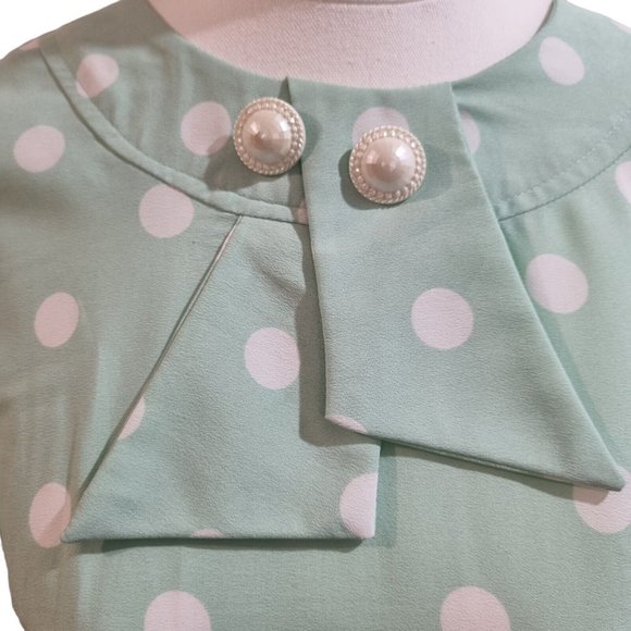 Hell Bunny "Madden" Polka Dot Dress in Mint Green and White, Size S - Picture 8 of 12